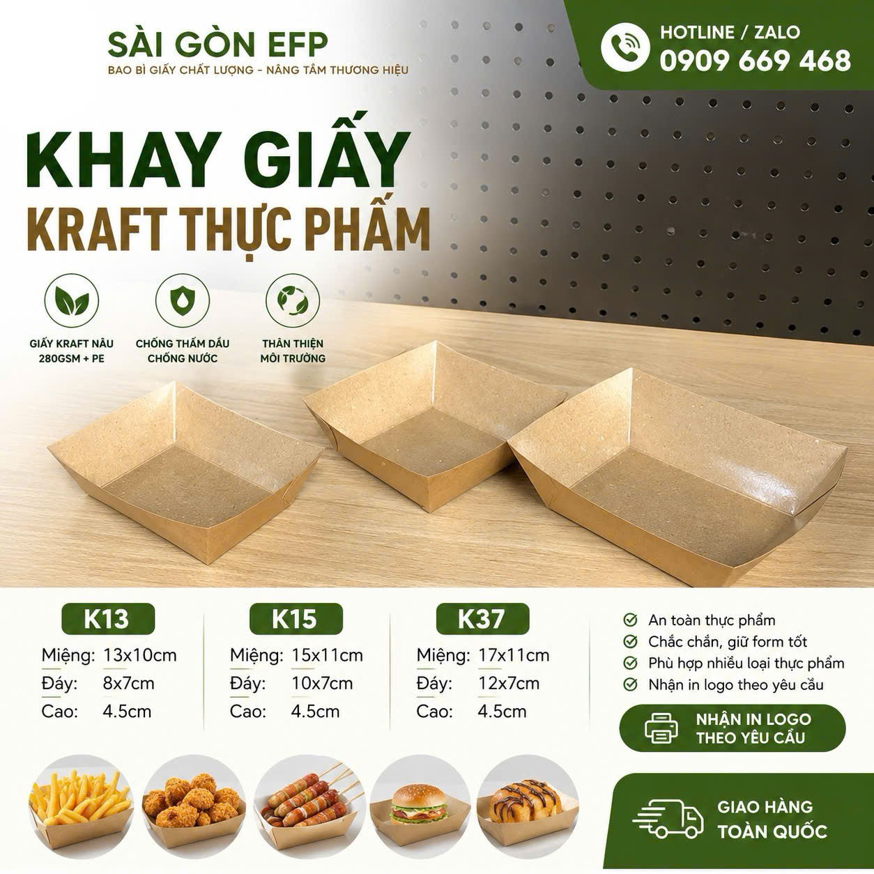 Khay Giấy Thực Phẩm Kraft